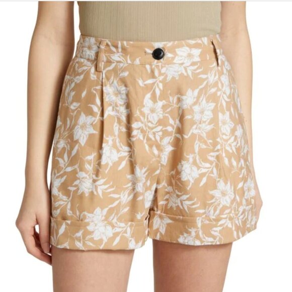Women's 0 Rag & Bone Ivy Printed Floral Linen Shorts  Zipper Fly - Picture 1 of 11